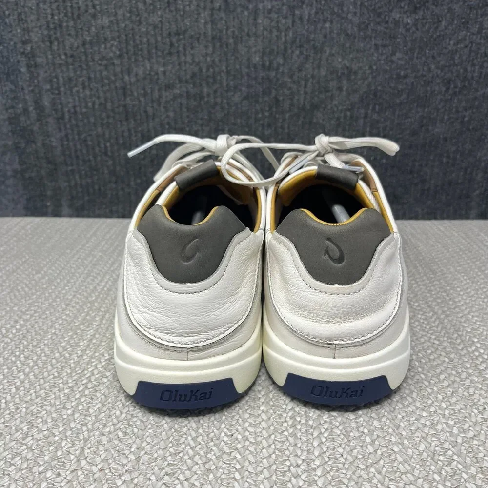 Olukai Waialae Golf Shoes Spikeless White Leather Mens Size 15 Lace Up Low Top